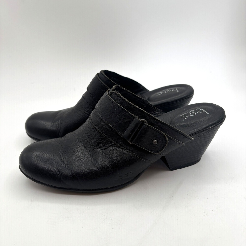 BOC Born Concepts Clog Mules Womens 7 Leather Buckle Heeled